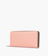 RTW Creation - Pink crocodile pattern wallet