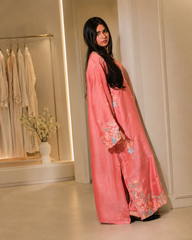 Dhaga Stitched Solid 2 Piece Emb Formals Suit-Peach Melba