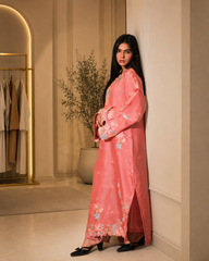 Dhaga Stitched Solid 2 Piece Emb Formals Suit-Peach Melba