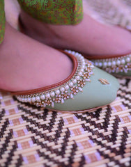 Mgs Style Khussa Collection-Lustre Pearl Ensemble  Pista Whisper