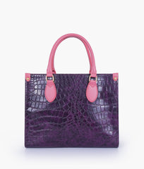 RTW Creation - Purple on-the-go crocodile handbag