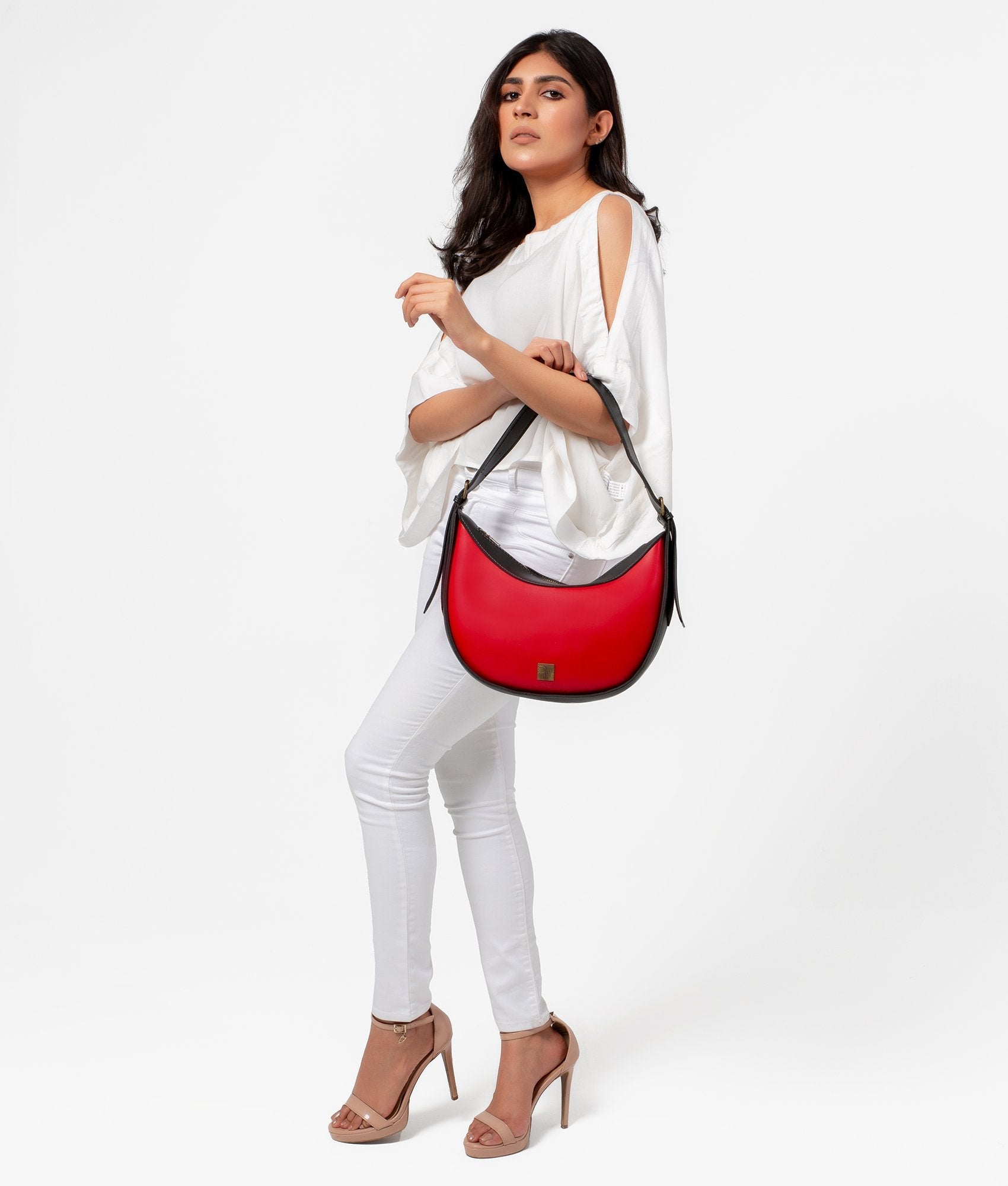 RTW Creation - Red with black hobo bag