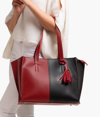 RTW Creation - Red and black over the shoulder tote bag