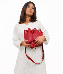 RTW Creation - Maroon bucket bag