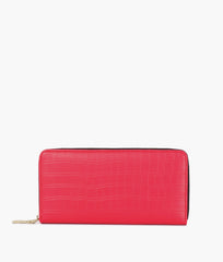 RTW Creation - Red crocodile pattern wallet