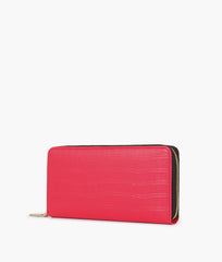 RTW Creation - Red crocodile pattern wallet