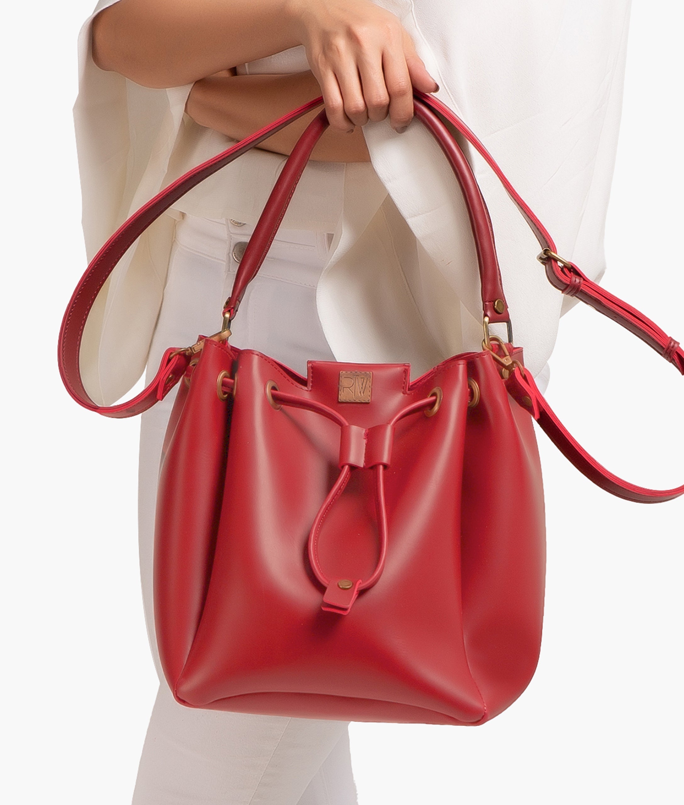 RTW Creation - Red drawstring bucket bag
