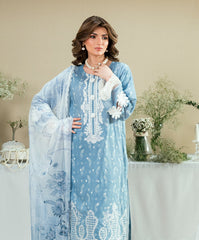 Luxe Edit By Kaanthaa Unstitched 3 Piece Summer Suit-KUNEP-3P-003 SKY BLUE-LAWN UNSTITCHED 3PC