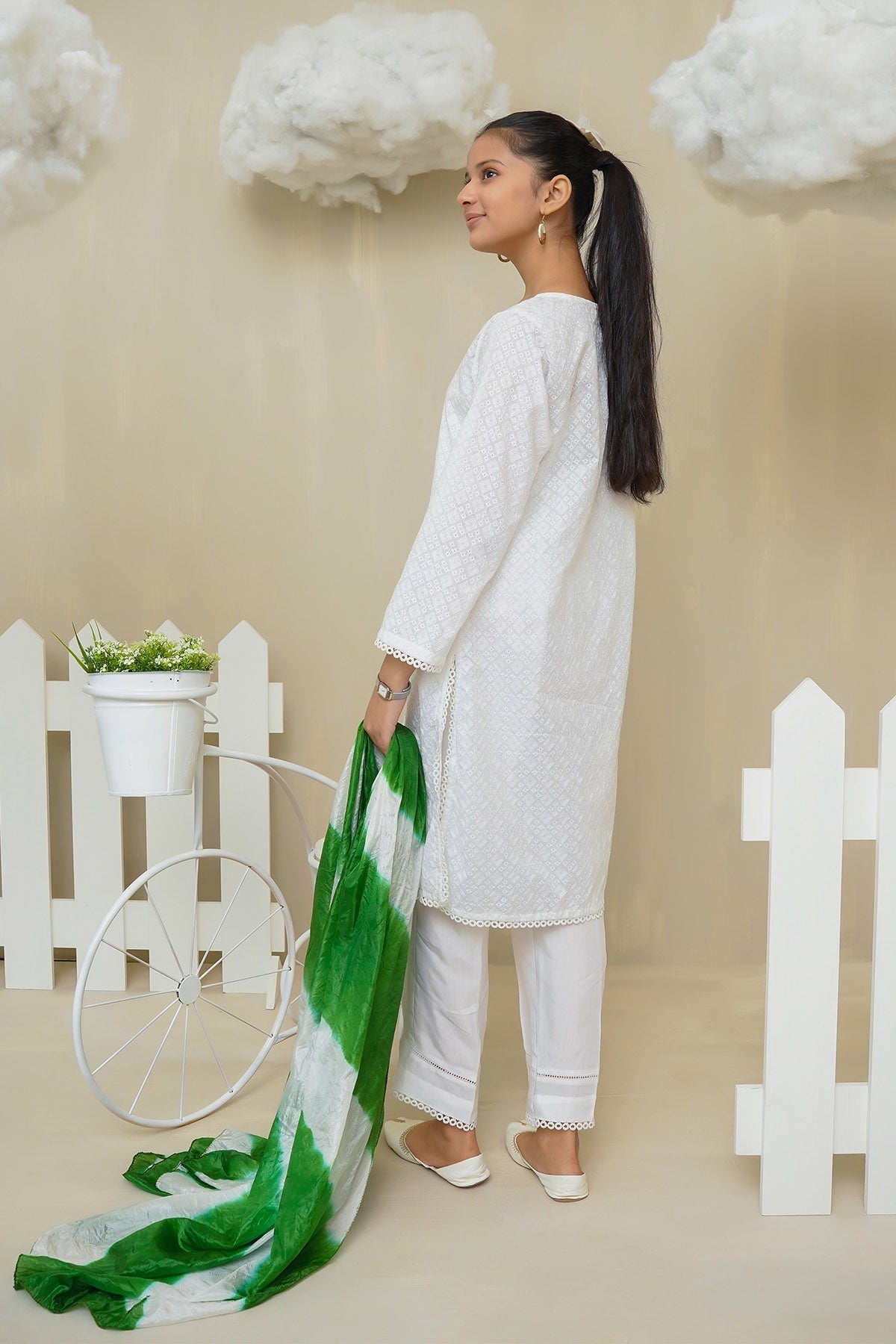 Cotton Hand Adda Work 3 Pc Suit - Wear Ochre