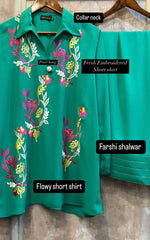 Manahils Stitched Green Aura Embroidered Two Pc