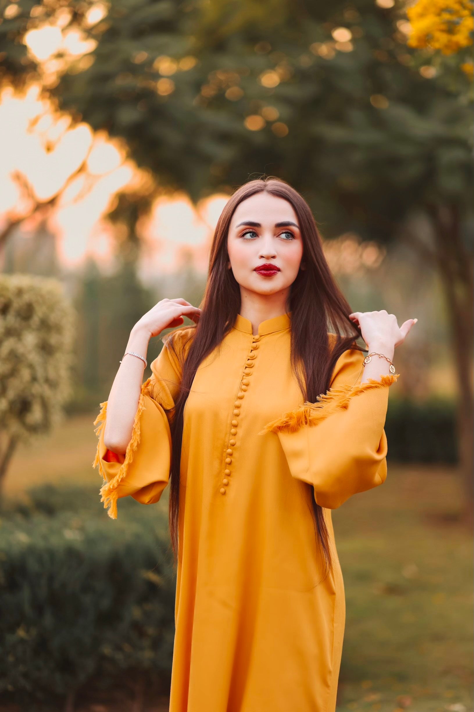 Manahils Stitched Co Ords Mustard Marina Tunic