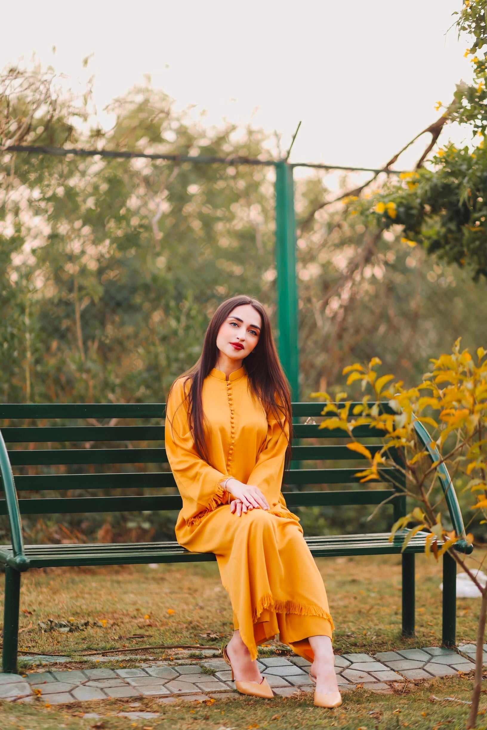 Manahils Stitched Co Ords Mustard Marina Tunic