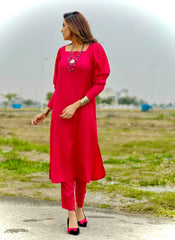 Manahils Stitched Co Ords Pink Marina Tunic
