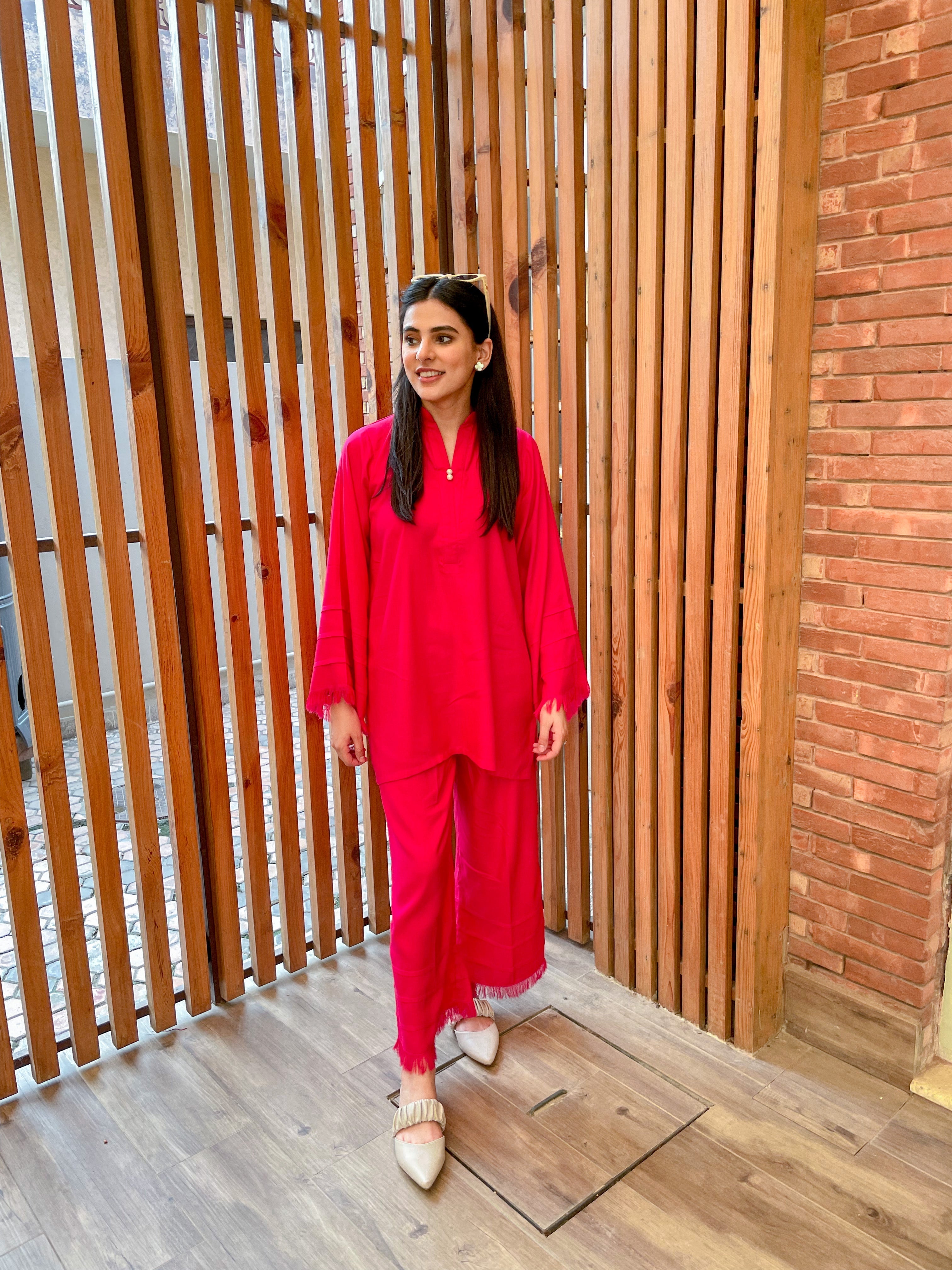 Manahils Stitched Co Ords Pink Marina Co-Ord Set (Pay-Now)