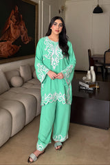 Allechant By Manahils Stitched Suit-Mint Mist