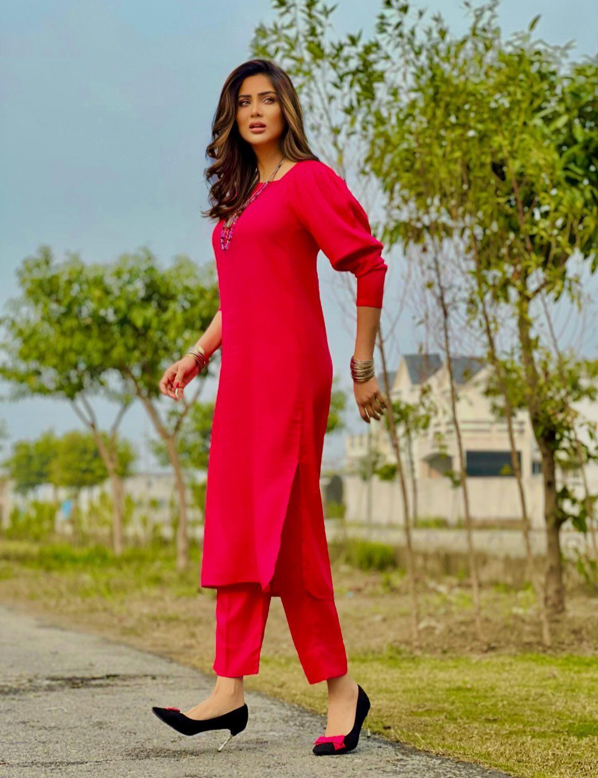 Manahils Stitched Co Ords Pink Marina Tunic