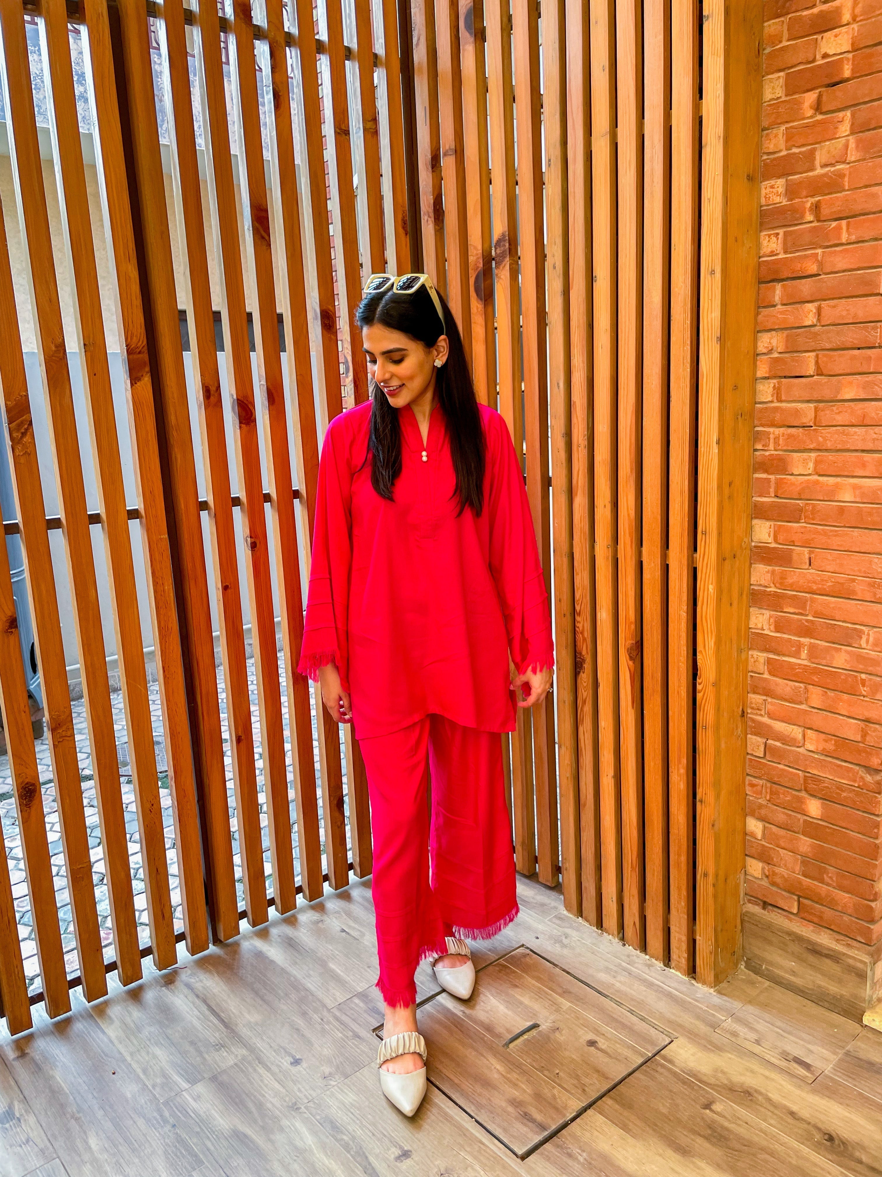 Manahils Stitched Co Ords Pink Marina Co-Ord Set (Pay-Now)
