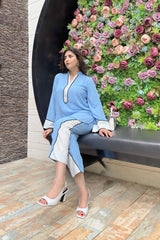 Ice blue Co-ord set Momina Ammar