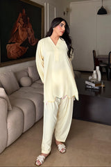 Allechant By Manahils Stitched Suit-Butter Yellow Co-ord