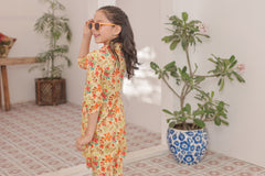Khanak Stitched Kids-Pastel Cream 2pcs Printed Style Suit-KST 047