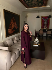 Allechant By Manahils Stitched Suit-Dark Burgundy