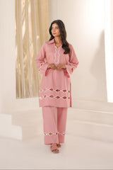 Abeera Stitched Co Ords Cotton Solid Edit-Petal Pink-Se-03