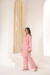 Abeera Stitched Co Ords Cotton Solid Edit-Petal Pink-Se-03