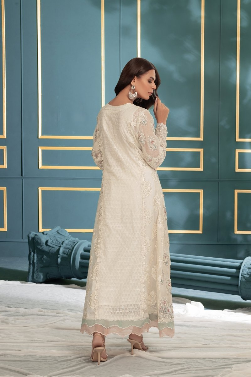 Manahils Stitched Formals K-194-Roseate Elegance (Off White)