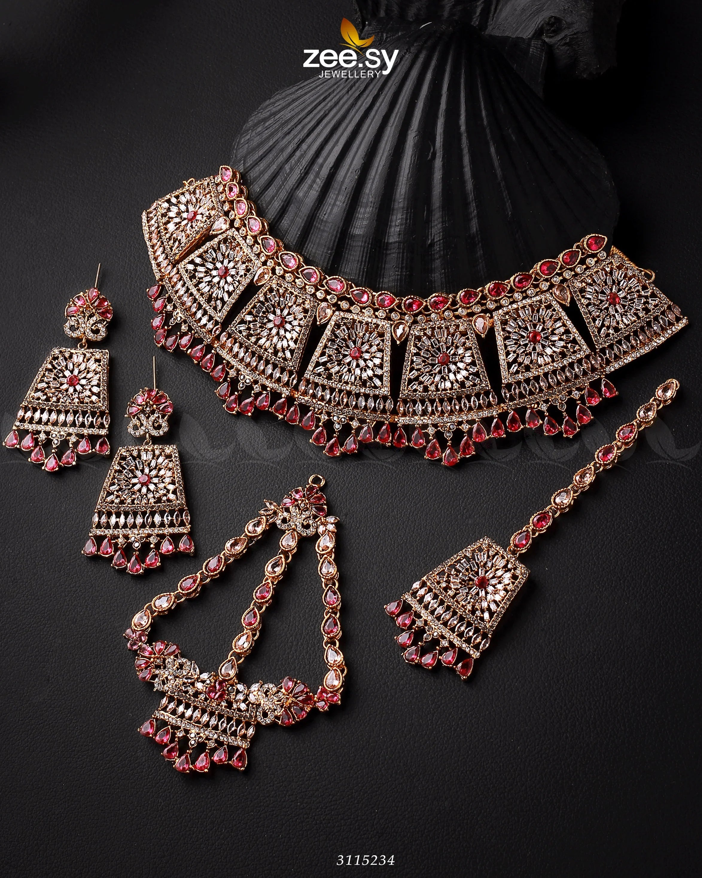 Royal Bridal Set Golden Ruby - Zeesy Jewellery
