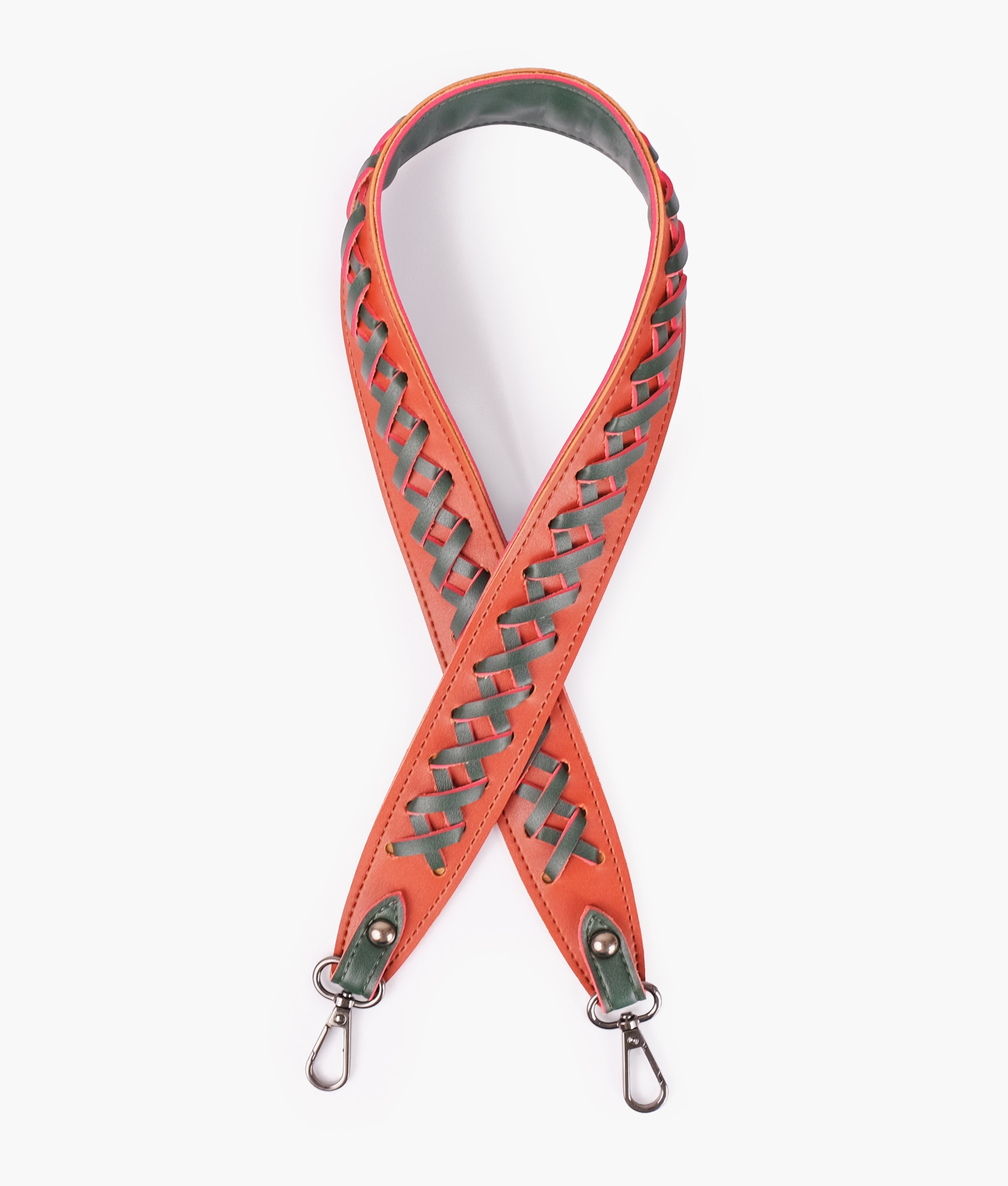 RTW Creation - Rust and army green zig-zag weave strap add-on