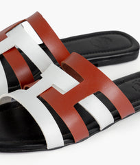 RTW Creation - Rust and white color-blocking flats