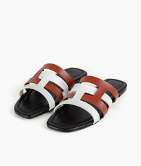 RTW Creation - Rust and white color-blocking flats