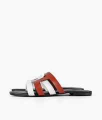RTW Creation - Rust and white color-blocking flats
