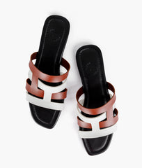 RTW Creation - Rust and white color-blocking flats