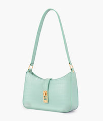 RTW Creation - Sea green crocodile baguette bag