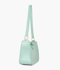 RTW Creation - Sea green crocodile baguette bag