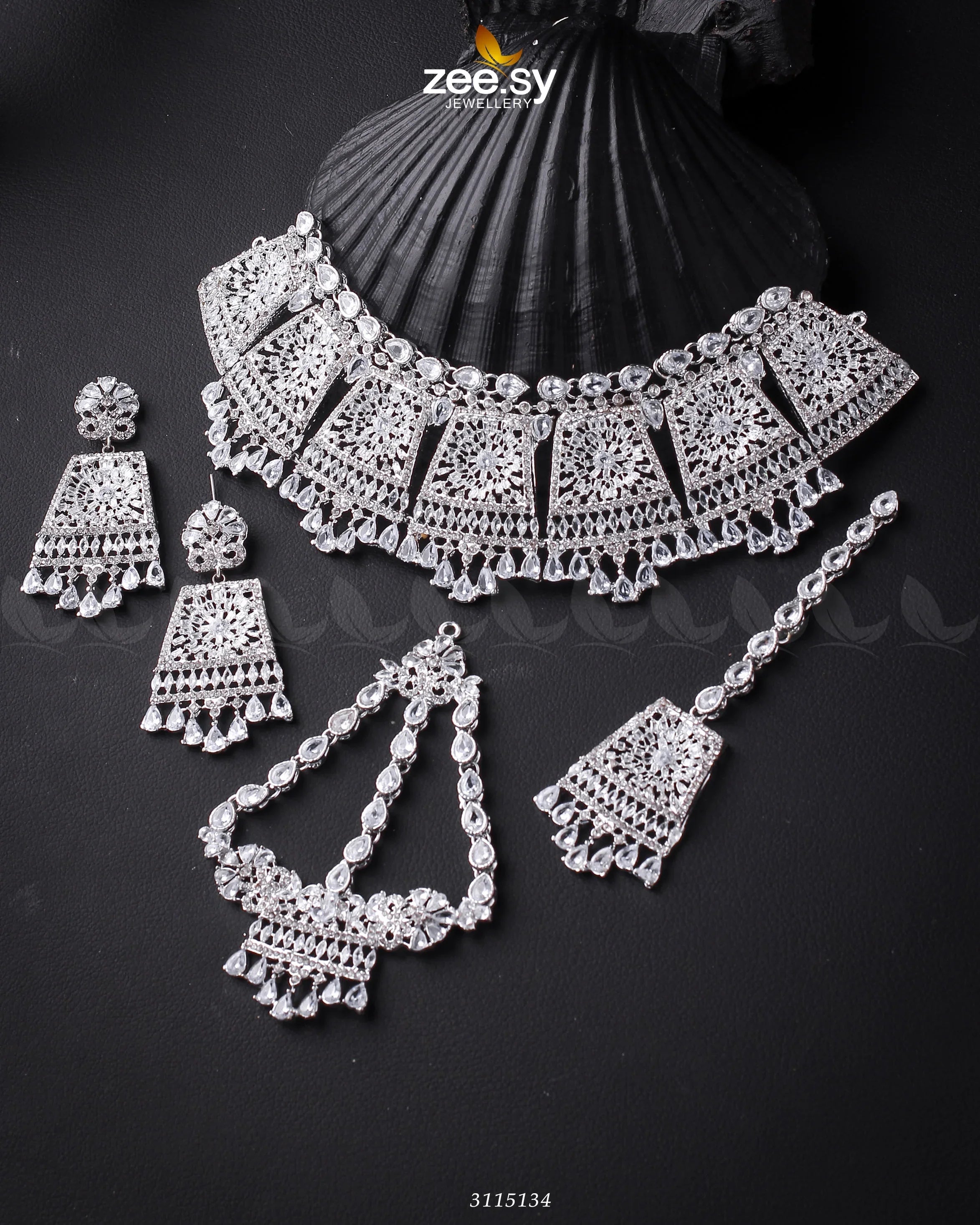 Royal Bridal Set Sliver - Zeesy Jewellery