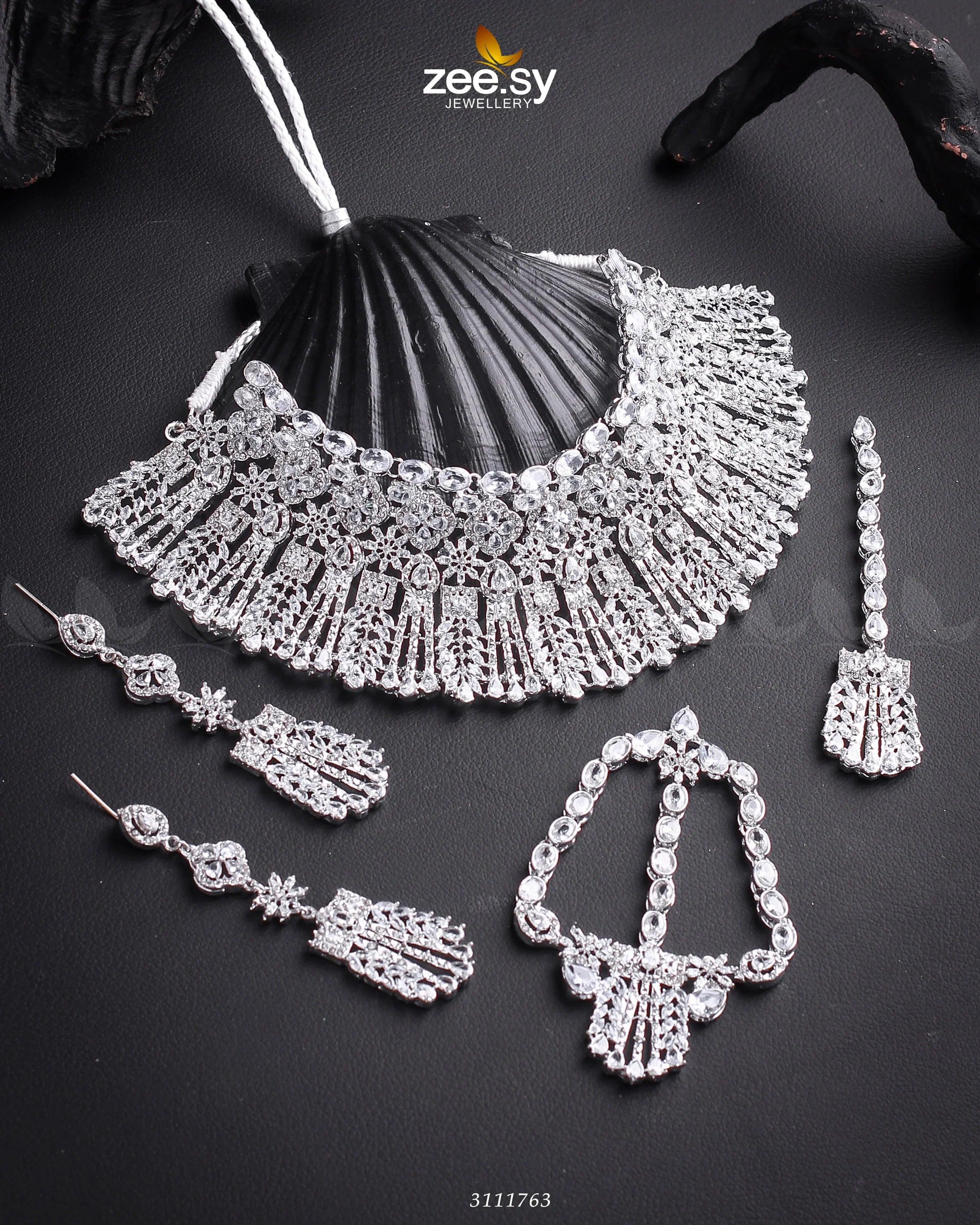 Momina Bridal Sets Silver White - Zeesy Jewellery