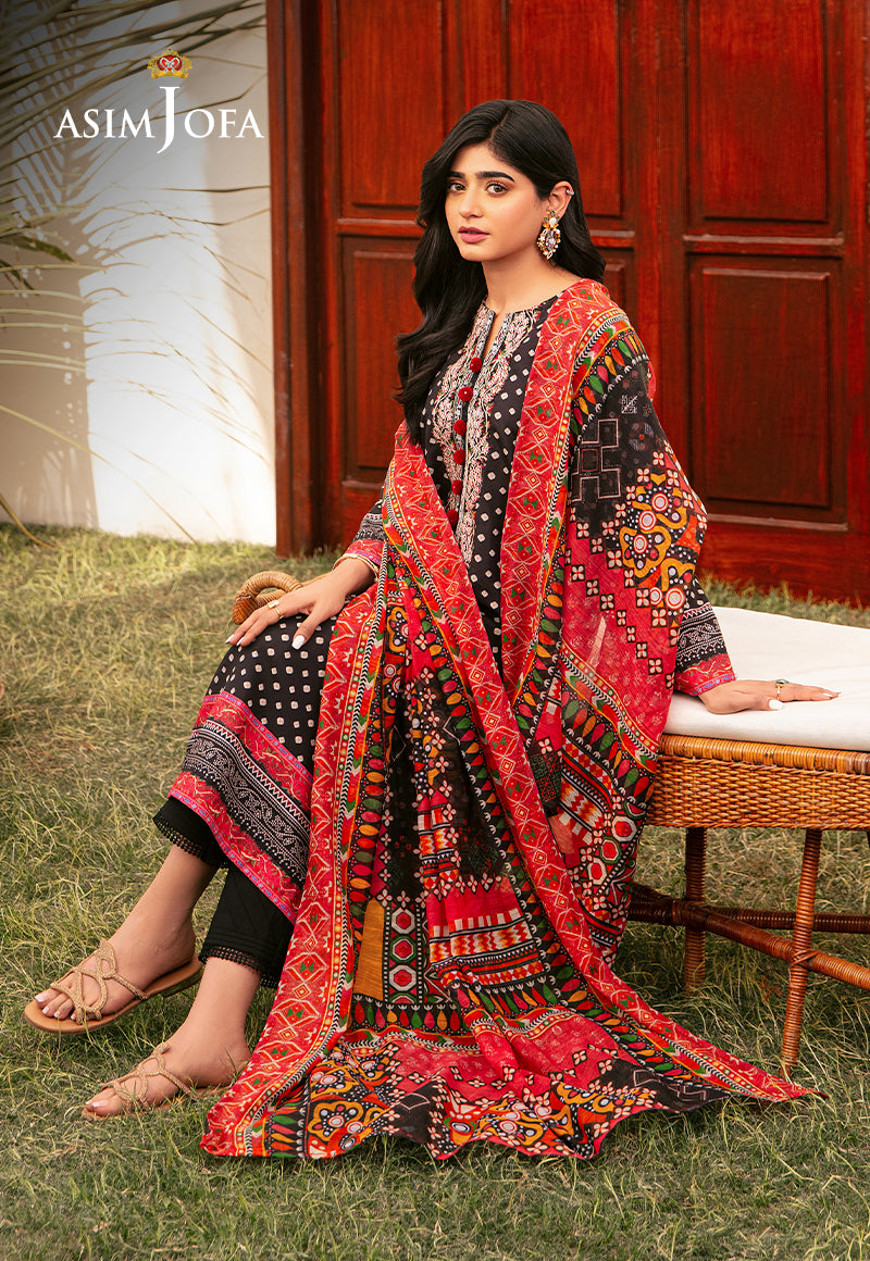 Asim Jofa Outfit Of The Day Ajod-24 Embroidered Swiss Lawn 3 Pcs