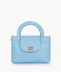 RTW Creation - Sky blue flap quilted bag with top handle