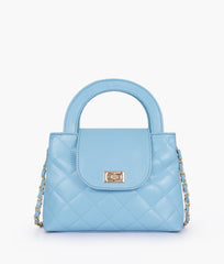 RTW Creation - Sky blue flap quilted bag with top handle