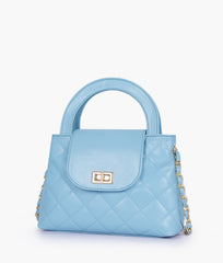 RTW Creation - Sky blue flap quilted bag with top handle