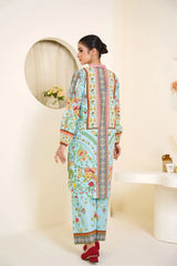 Gulbahar By Arha Eman Stitched Summer Suit-Sky Garden â€“ Blue 2 Piece Co ord