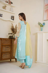 Gulbahar By Arha Eman Stitched Summer Suit-Sky Gleam – Blue Yellow 3 Piece Suit