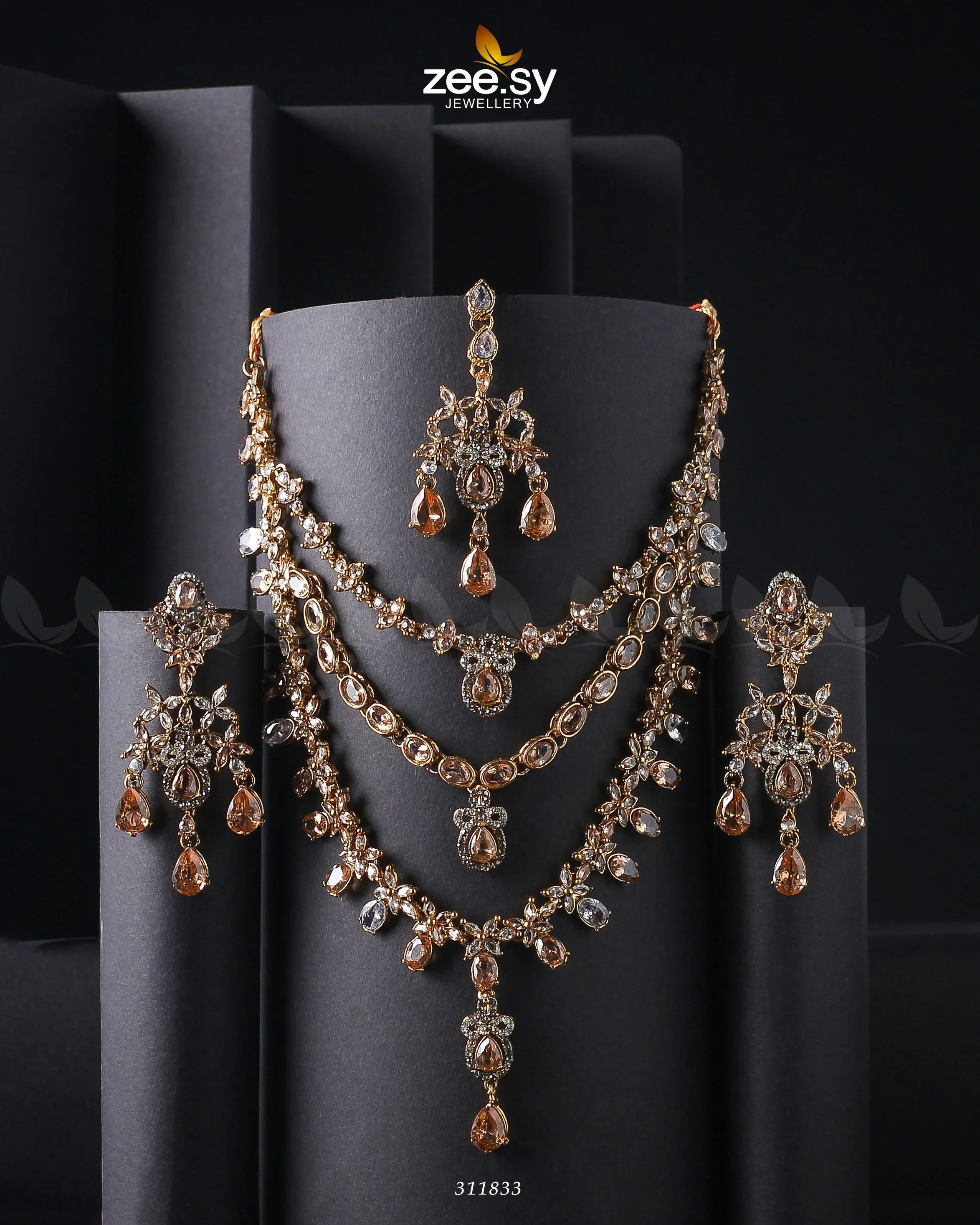 Sonya's Necklace Set Golden Champagne - Zeesy Jewellery