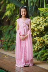 Exquisite cotton silk embellished 3 pc suit for girls - perfect for weddings & special occasions.