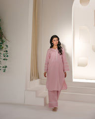 Abeera Stitched Co Ords Cotton Solid Edit-Rose Lase-Se-07