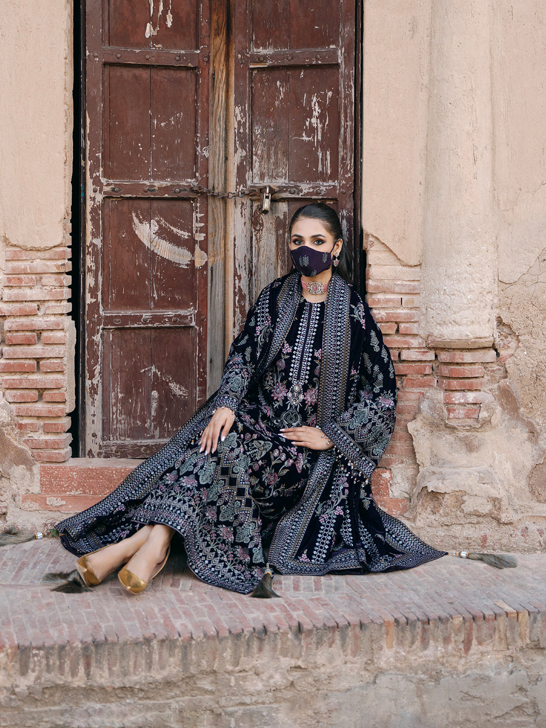 Siara By Flossie Unstitched 3 Piece Formals Velvet Collection'2025-V-104 - A