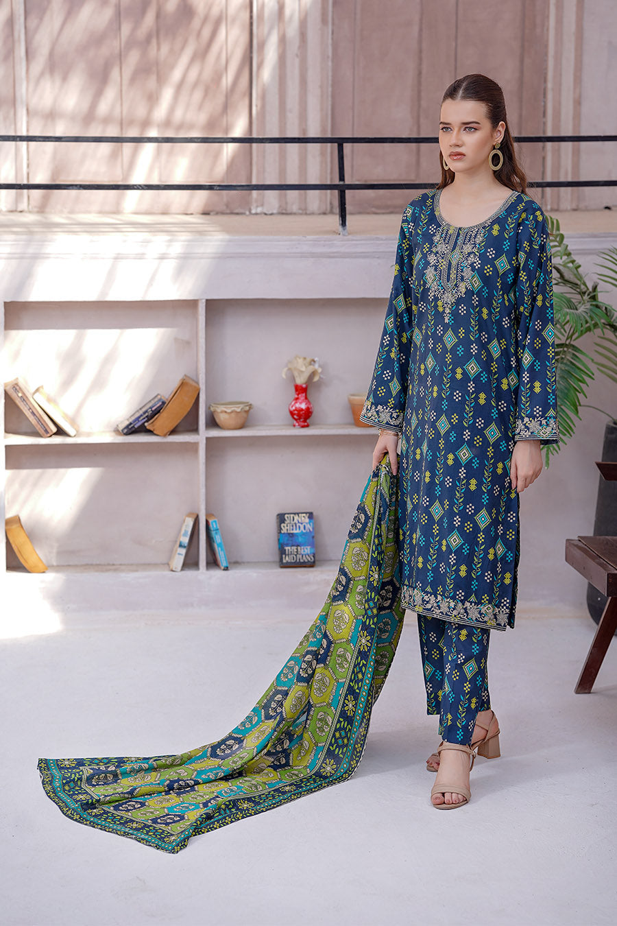 Waniya Stitched 3 Piece Digital Printed & Emb Lawn Collection'2025-Irena