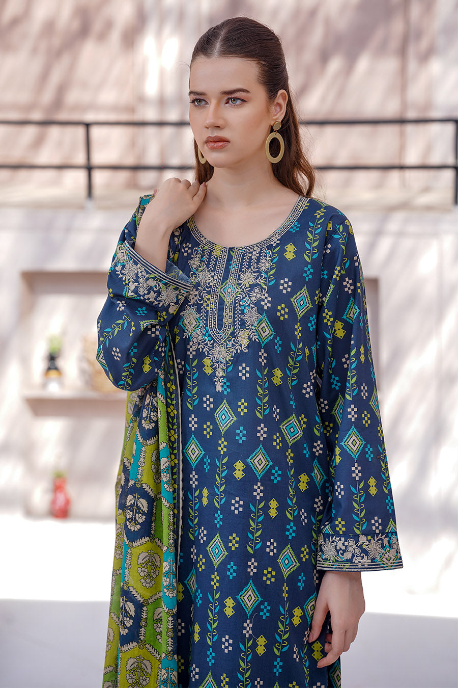 Waniya Stitched 3 Piece Digital Printed & Emb Lawn Collection'2025-Irena
